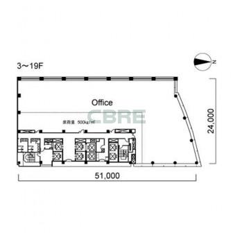 3階〜19階 平面図