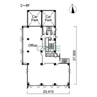 2階〜8階 平面図