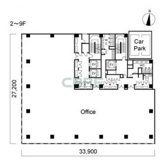 2階〜9階 平面図