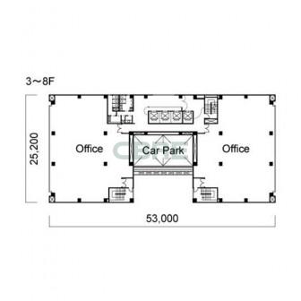 3階〜8階 平面図