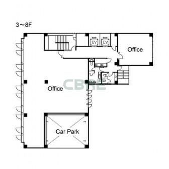 3階〜8階 平面図