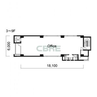 3階〜9階 平面図