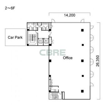 2階〜6階 平面図