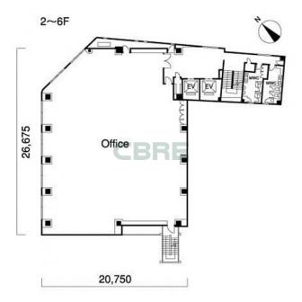 2階〜6階 平面図