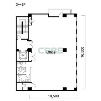 3階〜8階 平面図