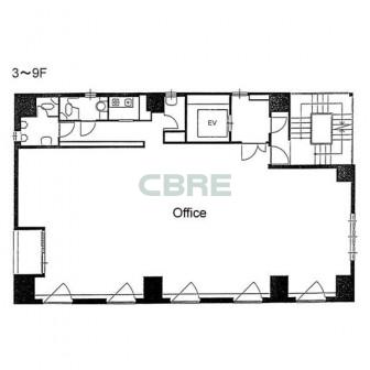 3階〜9階 平面図