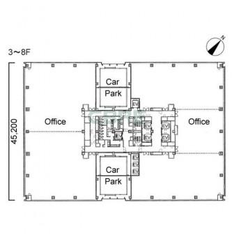 3階〜8階 平面図