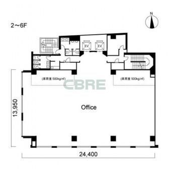 2階〜6階 平面図