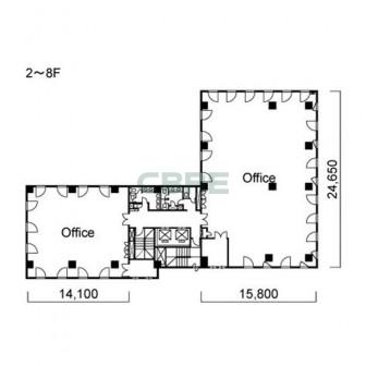 2階〜8階 平面図