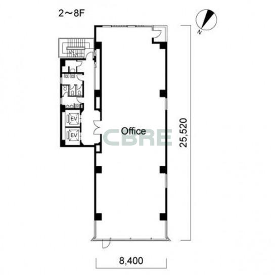 2階〜8階 平面図