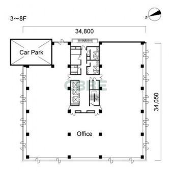 3階〜8階 平面図