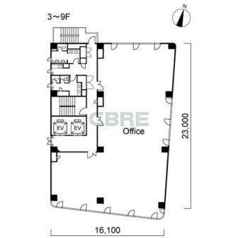3階〜9階 平面図