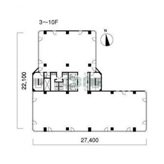3階〜10階 平面図
