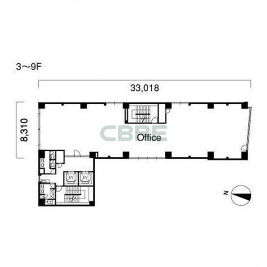 3階〜9階 平面図