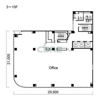 3階〜10階 平面図