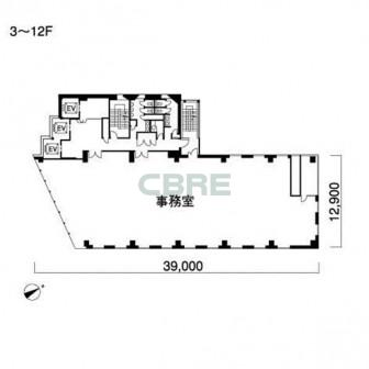 3階〜12階 平面図