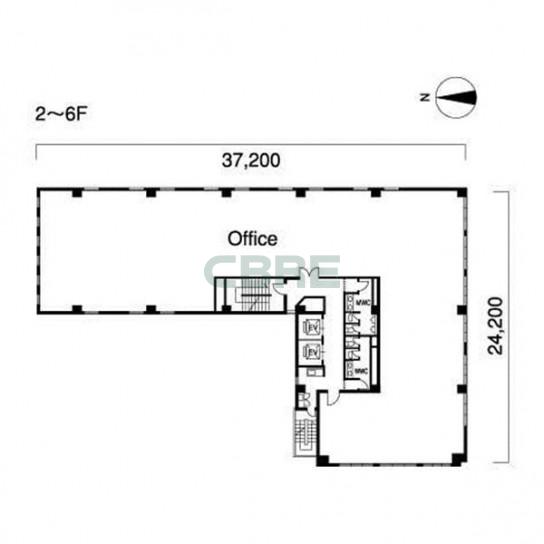 2階〜6階 平面図