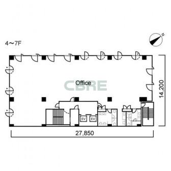 4階〜7階 平面図