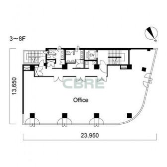 3階〜8階 平面図