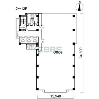 2階〜12階 平面図
