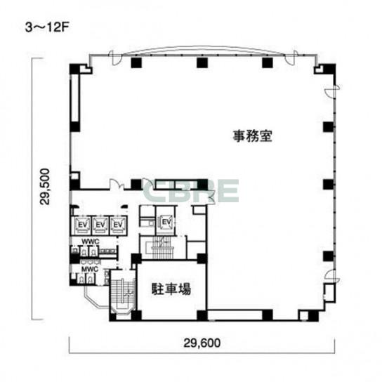 3階〜12階 平面図