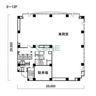 3階〜12階 平面図