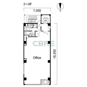 2階〜9階 平面図