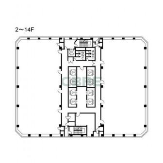 2階〜14階 平面図