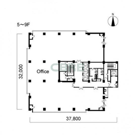 5階〜9階 平面図