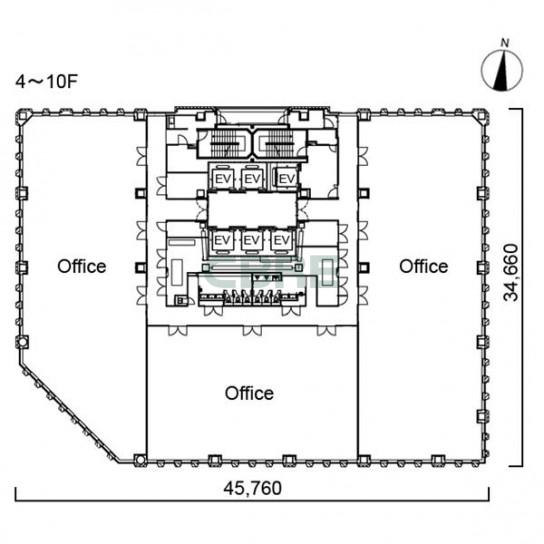 4階〜10階 平面図