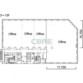 3階〜13階 平面図
