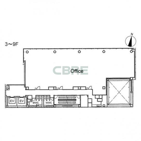 3階〜9階 平面図