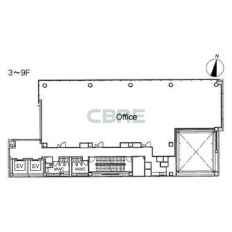 3階〜9階 平面図