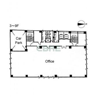 3階〜9階 平面図