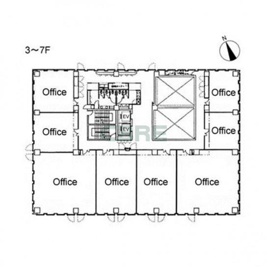 3階〜7階 平面図