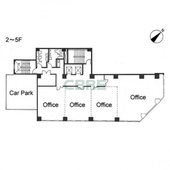 2階〜5階 平面図