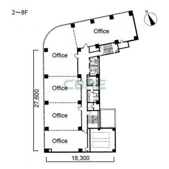 2階〜8階 平面図