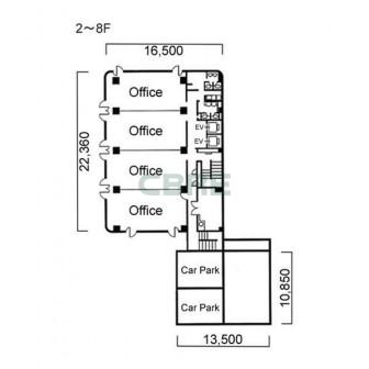 2階〜8階 平面図