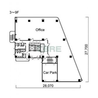 3階〜9階 平面図