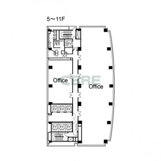 5階〜11階 平面図