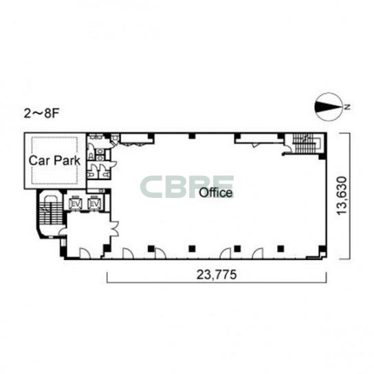 2階〜8階 平面図