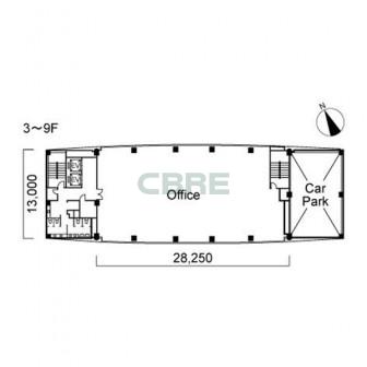 3階〜9階 平面図