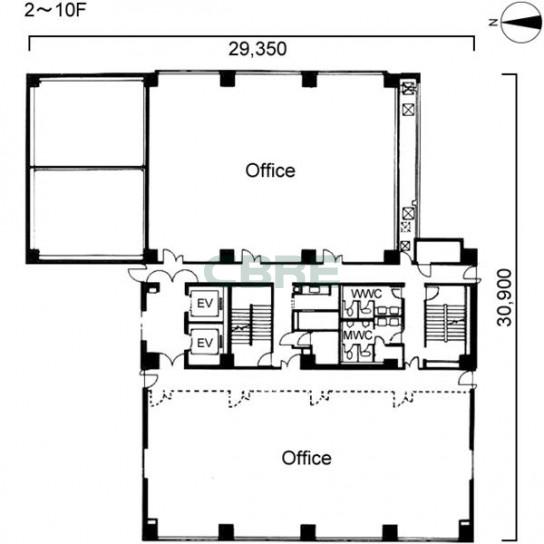 2階〜10階 平面図