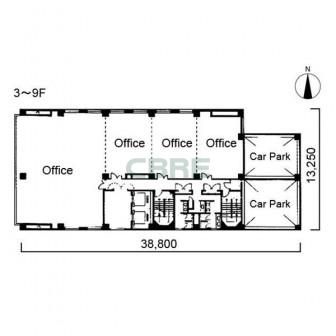 3階〜9階 平面図