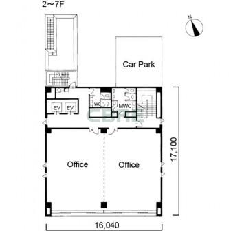 2階〜7階 平面図