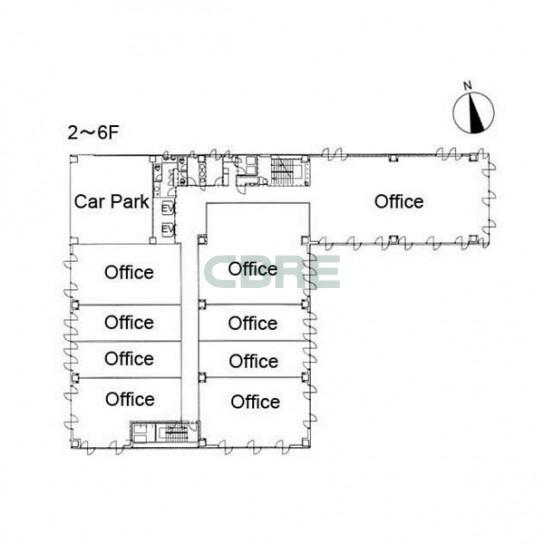 2階〜6階 平面図