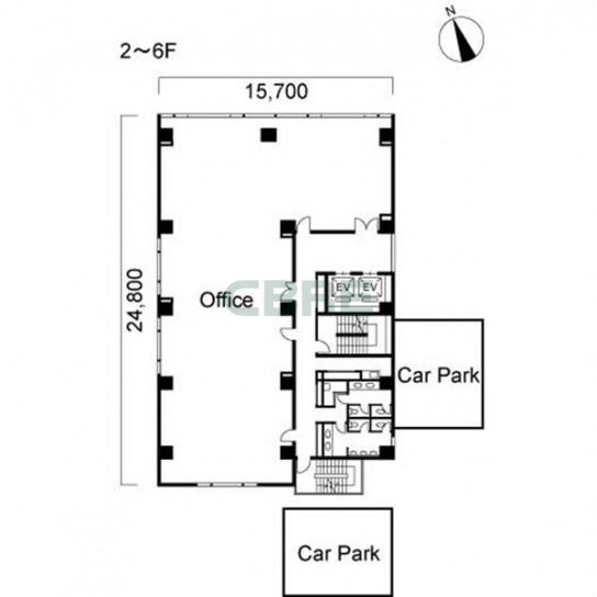 2階〜6階 平面図