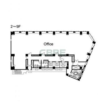2階〜9階 平面図