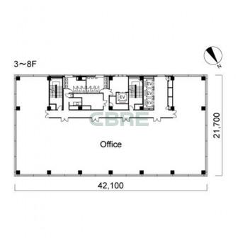 3階〜8階 平面図