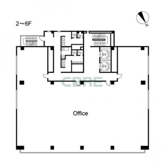 2階〜6階 平面図